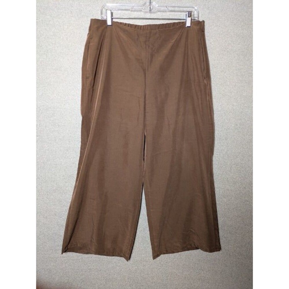 J Jill Wide Leg High Rise Women's Pants Size Medium Chocolate Brown Mocha Mousse